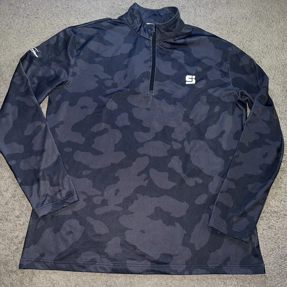 Coby Stevens CS Performance Mens XL Quarter Zip Pullover Black Camo Golf Sport